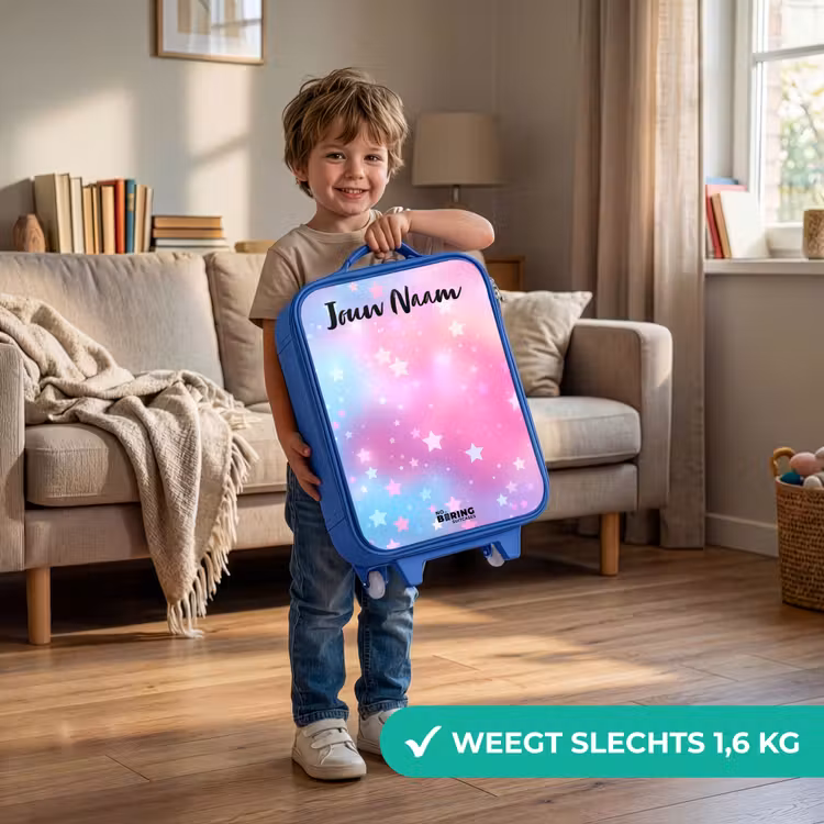 Sterren - Roze - Blauw Kinderkoffer - Blauw klein -sfeer2_NL