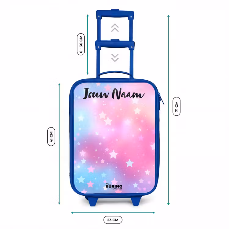 Sterren - Roze - Blauw Kinderkoffer - Blauw klein -productfoto_formaten