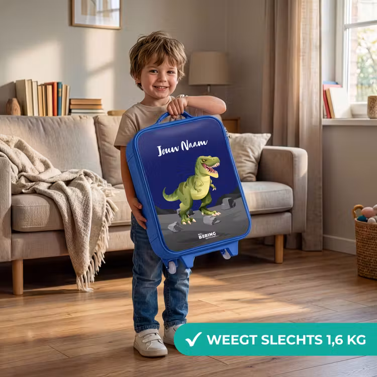 Tjibbe T-Rex Kinderkoffer - Blauw klein -sfeer2_NL