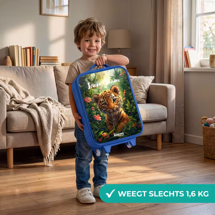 Tommy tijger Kinderkoffer - Blauw klein -sfeer2_NL
