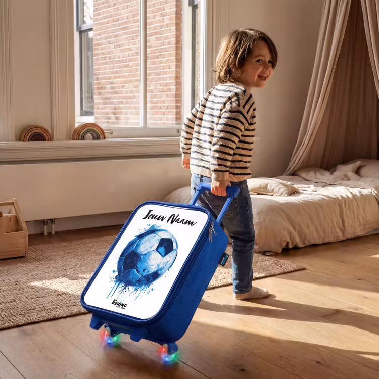 Voetbalvibes - Inktspatten - Blauw Kinderkoffer - Blauw klein -sfeer1