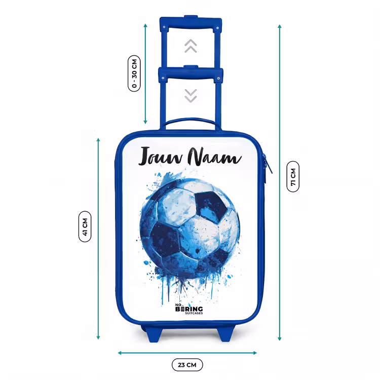 Voetbalvibes - Inktspatten - Blauw Kinderkoffer - Blauw klein -productfoto_formaten