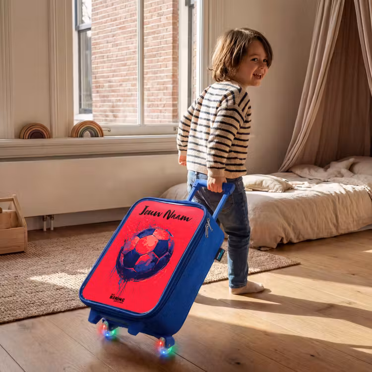 Voetbalvibes - Verf - Blauw - Rood Kinderkoffer - Blauw klein -sfeer1