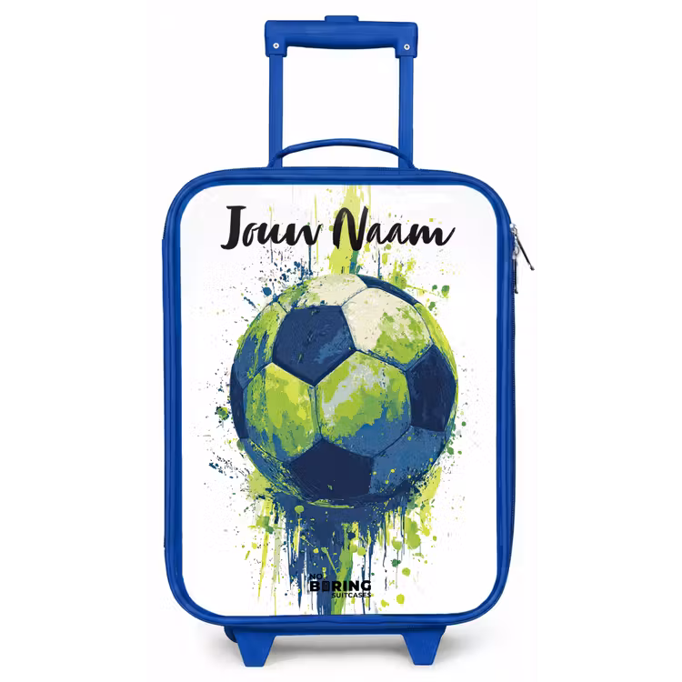 Voetbalvibes - Verf - Groen - Blauw Kinderkoffer - Blauw klein -zz3dotto