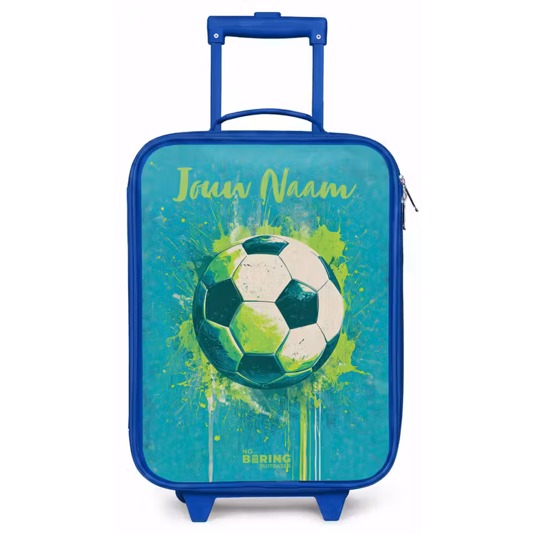 Voetbalvibes - Verfspatten - Groen - Blauw Kinderkoffer - Blauw klein -zz3dotto