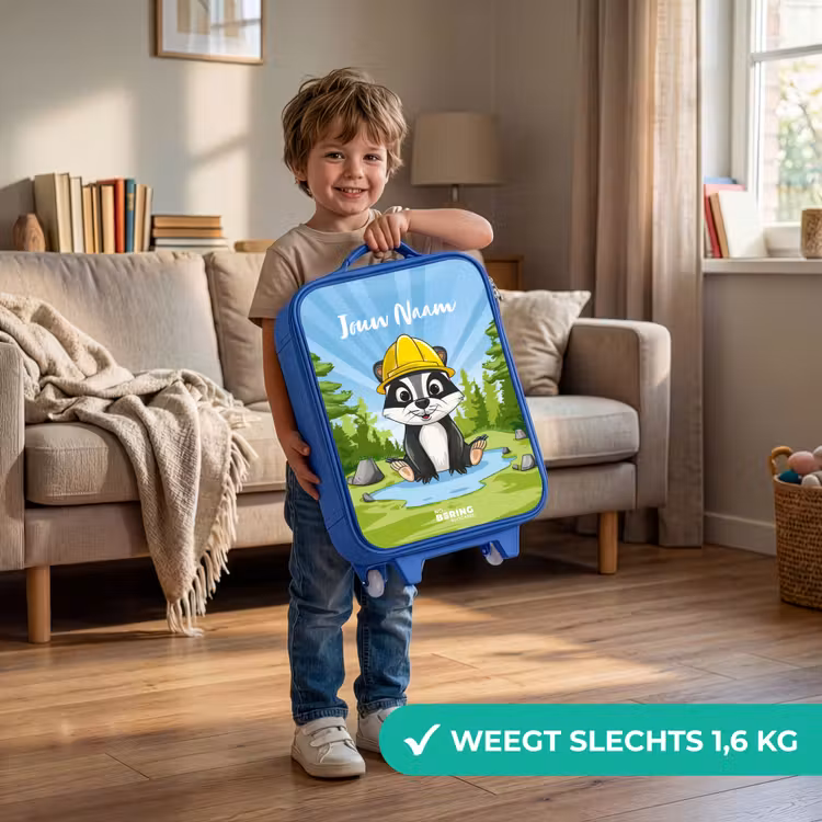 Wally werkbeer Kinderkoffer - Blauw klein -sfeer2_NL