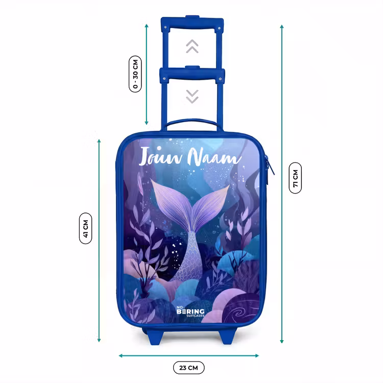 Zeemeermin - Onderwater - Paars - Blauw Kinderkoffer - Blauw klein -productfoto_formaten