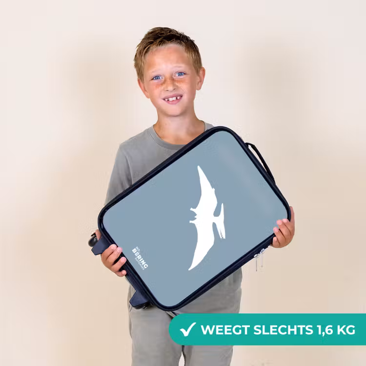 Blauw met Pteranodon dino Kinderkoffer - Zwart klein -sfeer4_NL