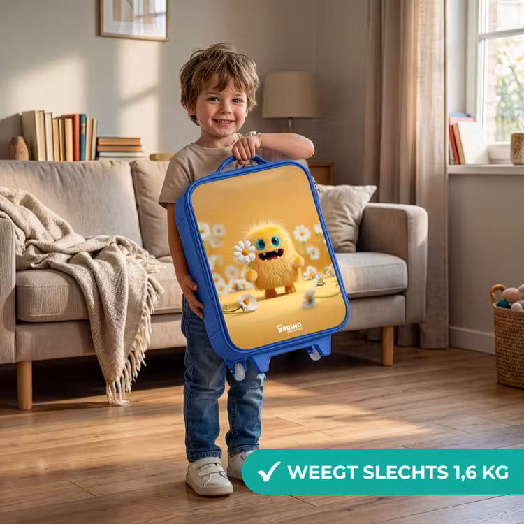 Monster - Wezen - Bloem - Geel Kinderkoffer - Blauw klein -sfeer2_NL