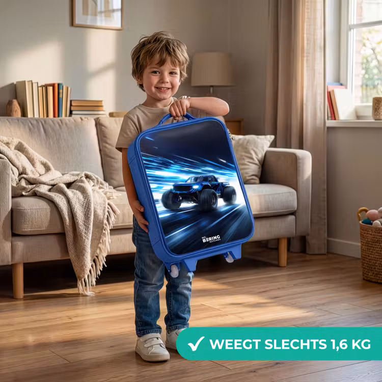 Monstertruck raast door lichtsnelheid Kinderkoffer - Blauw klein -sfeer2_NL