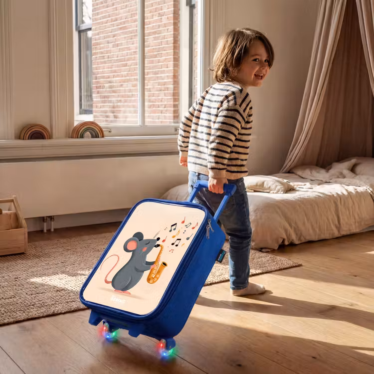 Muis - Saxofoon - Muziek Kinderkoffer - Blauw klein -sfeer1