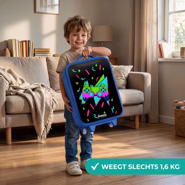 Neon controller op zwart Kinderkoffer - Blauw klein -sfeer2_NL