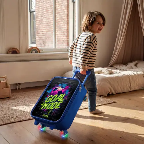 Neon - Graffiti - Voetbal - Kleurrijk Kinderkoffer - Blauw klein -sfeer1