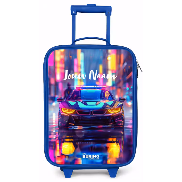 Neon nightcar Kinderkoffer - Blauw klein -zz3dotto
