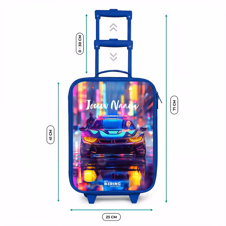 Neon nightcar Kinderkoffer - Blauw klein -productfoto_formaten