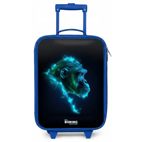 Neon silhouet van een chimpansee Kinderkoffer - Blauw klein -zz3dotto