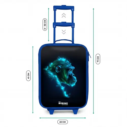 Neon silhouet van een chimpansee Kinderkoffer - Blauw klein -productfoto_formaten