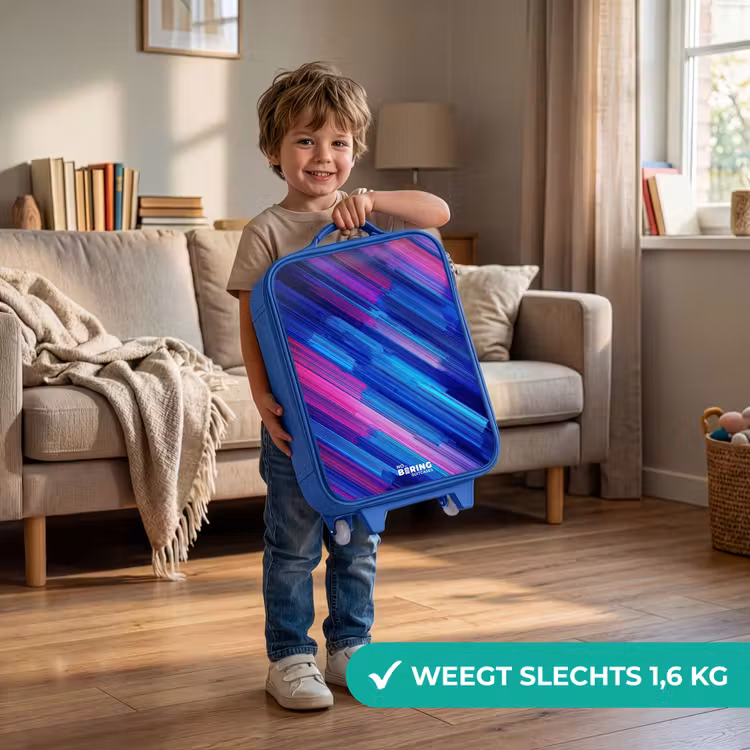 Neon - Strepen - Abstract - Blauw - Roze Kinderkoffer - Blauw klein -sfeer2_NL