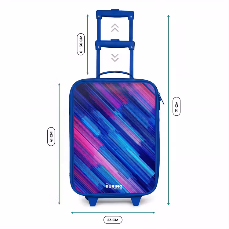 Neon - Strepen - Abstract - Blauw - Roze Kinderkoffer - Blauw klein -productfoto_formaten