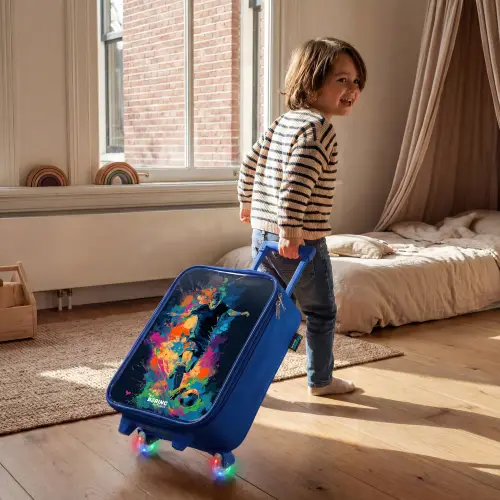 Neon - Voetballer - Kleurrijk Kinderkoffer - Blauw klein -sfeer1
