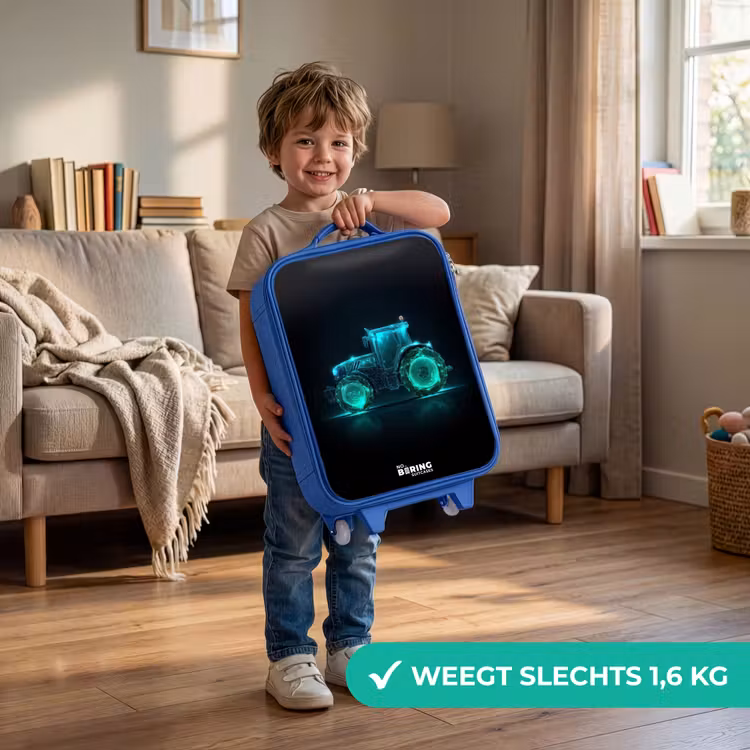Neontractor op zwarte ondergrond Kinderkoffer - Blauw klein -sfeer2_NL