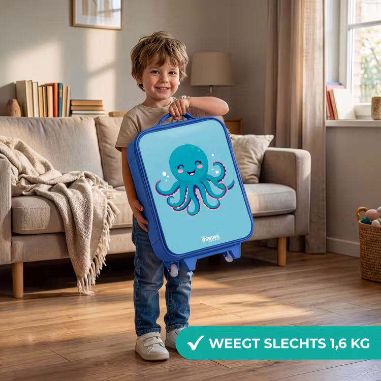 Octopus - Water - Blauw Kinderkoffer - Blauw klein -sfeer2_NL