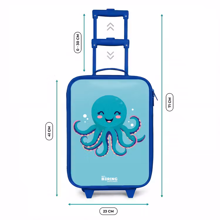 Octopus - Water - Blauw Kinderkoffer - Blauw klein -productfoto_formaten