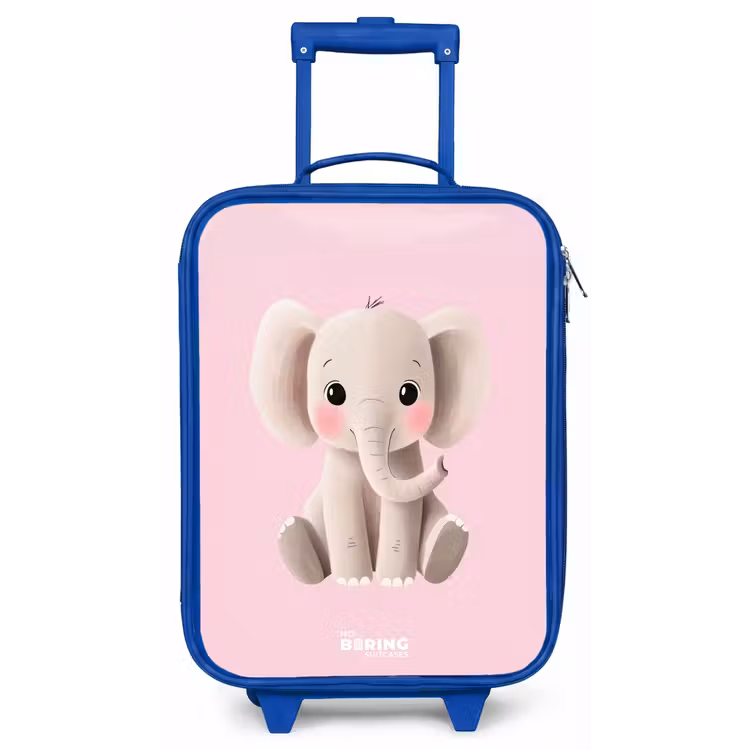 Olifant - Baby - Blosjes - Illustratie Kinderkoffer - Blauw klein -zz3dotto