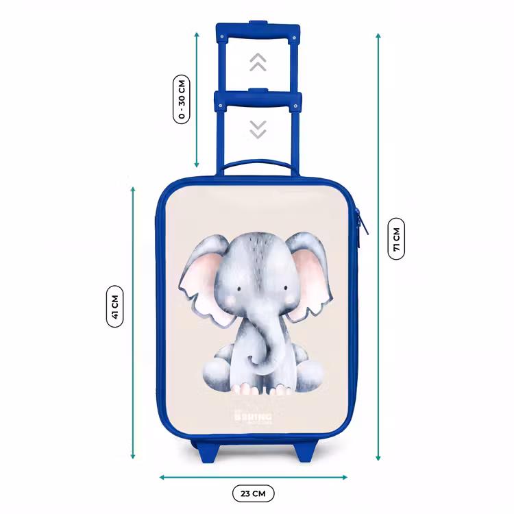 Olifant tekening tegen een beige achtergrond Kinderkoffer - Blauw klein -productfoto_formaten