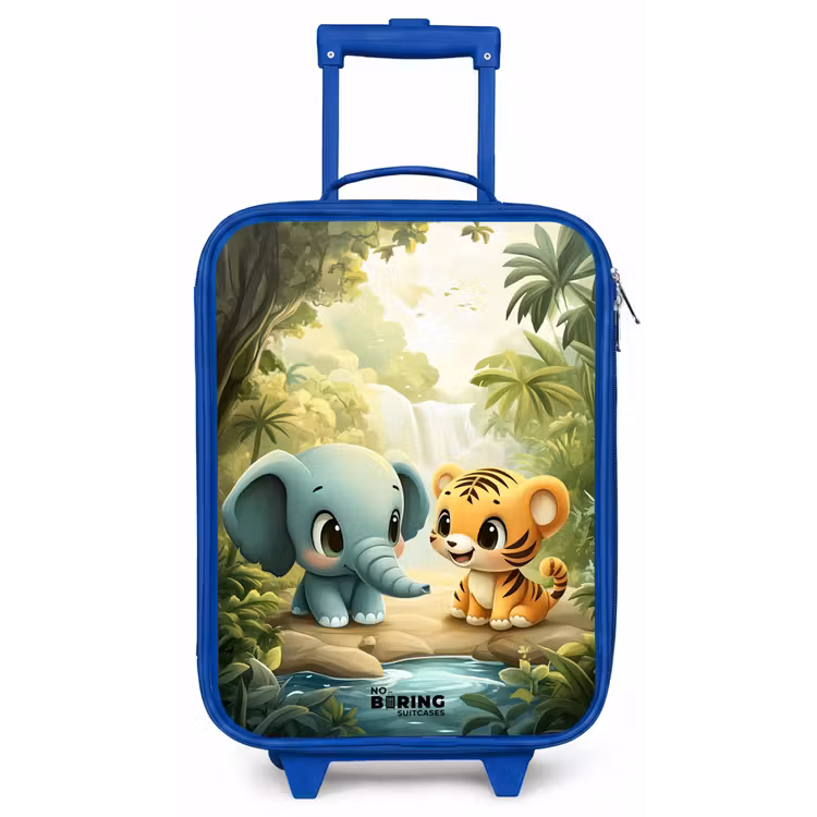 Olifant - Tijger - Bos - Jungle Kinderkoffer - Blauw klein -zz3dotto