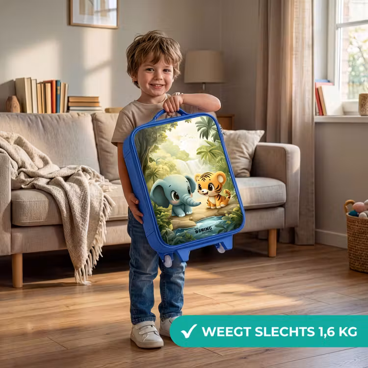 Olifant - Tijger - Bos - Jungle Kinderkoffer - Blauw klein -sfeer2_NL