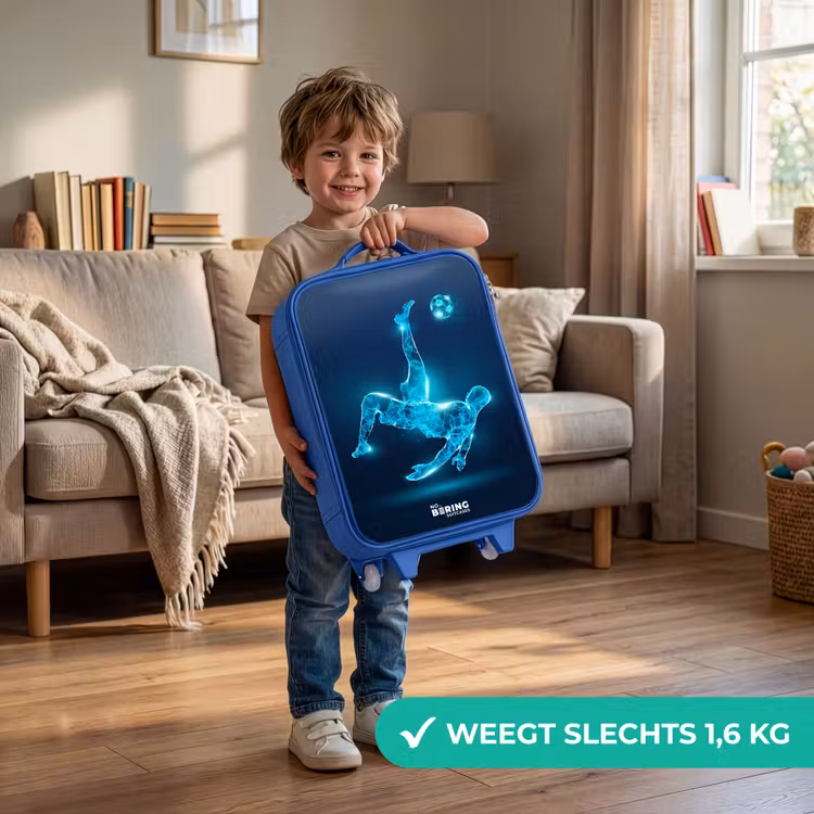 Omhaal in blauw neonvoetbal Kinderkoffer - Blauw klein -sfeer2_NL
