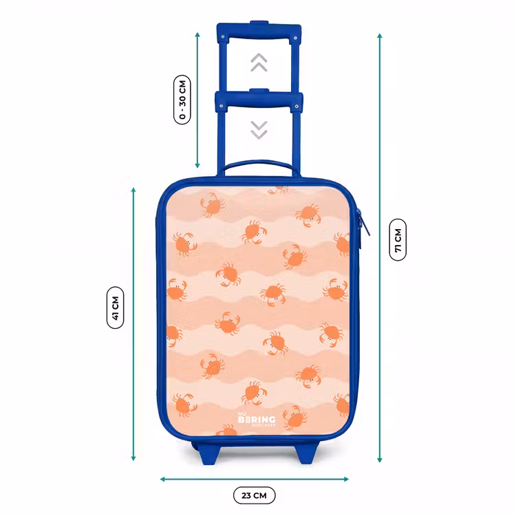 Oranje krabben op golvende achtergrond Kinderkoffer - Blauw klein -productfoto_formaten