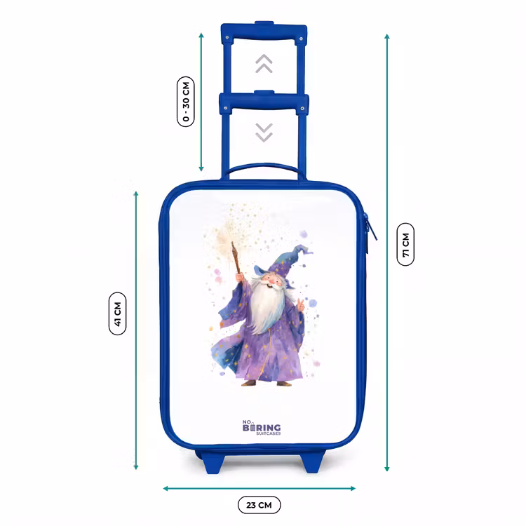 Oude tovenaar met staf Kinderkoffer - Blauw klein -productfoto_formaten