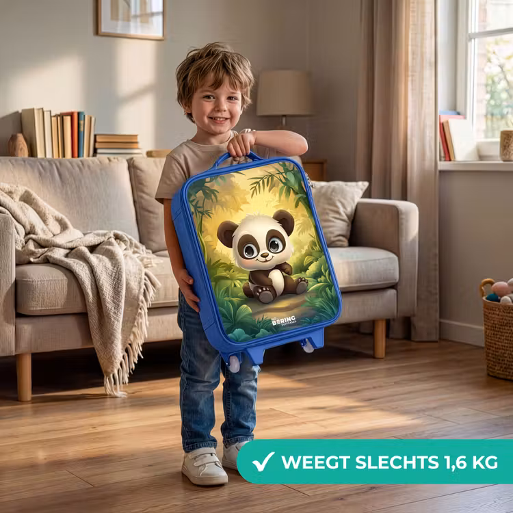 Panda - Bamboebos - Groen Kinderkoffer - Blauw klein -sfeer2_NL