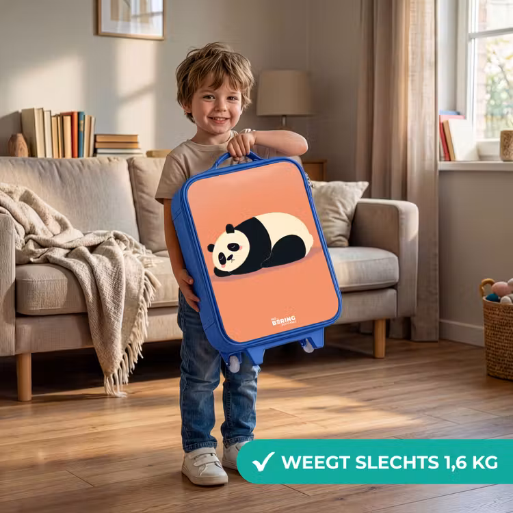 Panda - Slapen - Oranje Kinderkoffer - Blauw klein -sfeer2_NL
