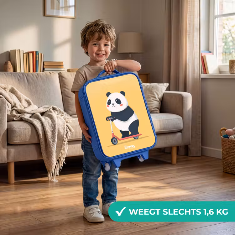 Panda - Step - Geel Kinderkoffer - Blauw klein -sfeer2_NL