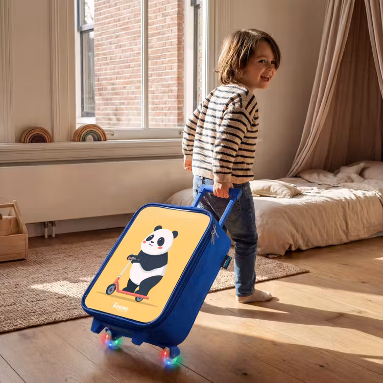 Panda - Step - Geel Kinderkoffer - Blauw klein -sfeer1