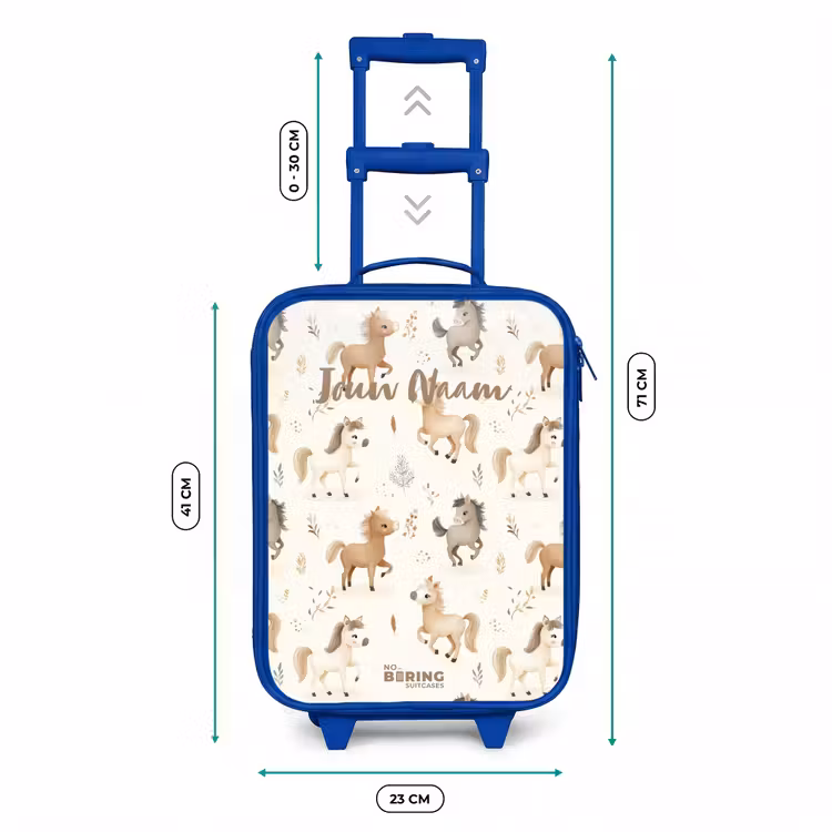 Patroon van veulens in beige en bruin kleuren Kinderkoffer - Blauw klein -productfoto_formaten