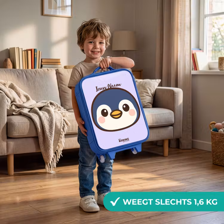 Pinguïn Kinderkoffer - Blauw klein -sfeer2_NL