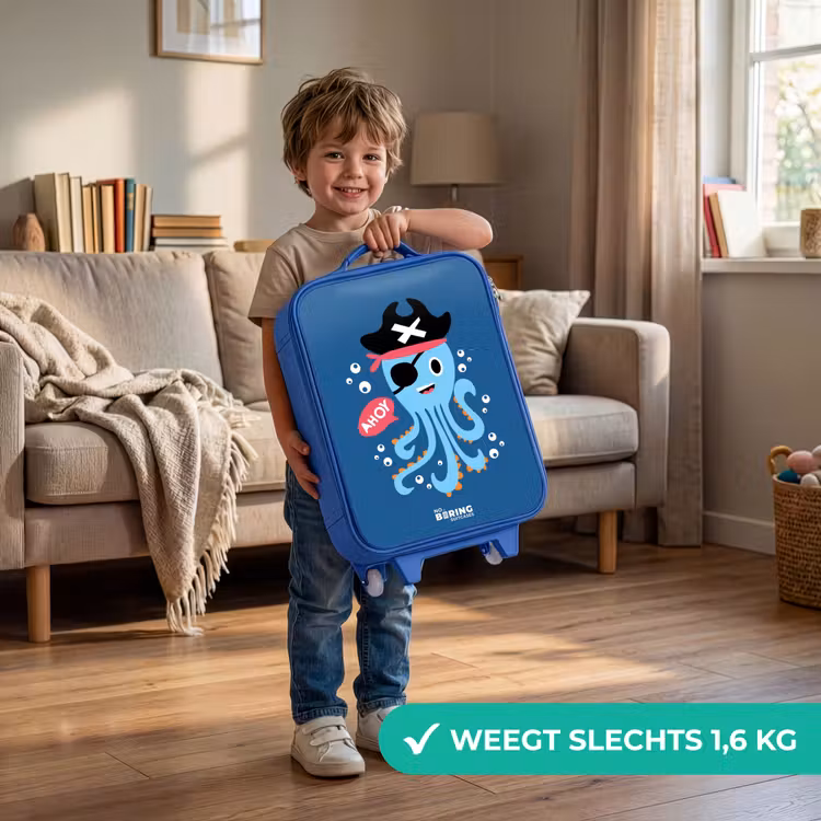 Piraten octopus met een hoed Kinderkoffer - Blauw klein -sfeer2_NL