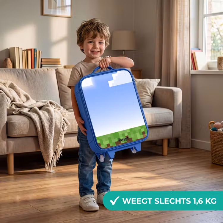 Pixel wereld Kinderkoffer - Blauw klein -sfeer2_NL