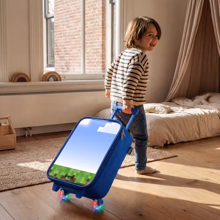 Pixel wereld Kinderkoffer - Blauw klein -sfeer1