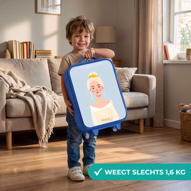 Prinses met een gouden kroon - Blauw Kinderkoffer - Blauw klein -sfeer2_NL