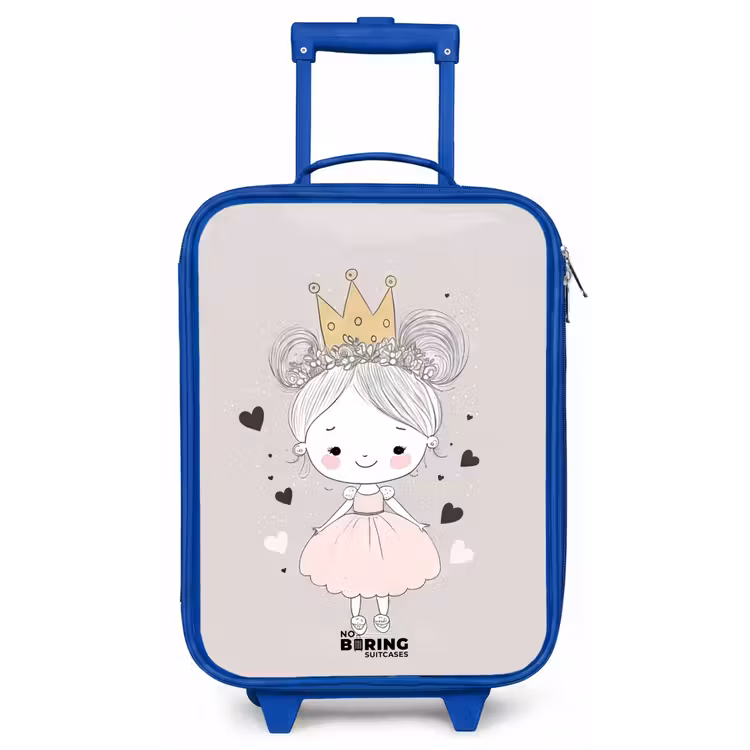Prinses met knotjes Kinderkoffer - Blauw klein -zz3dotto