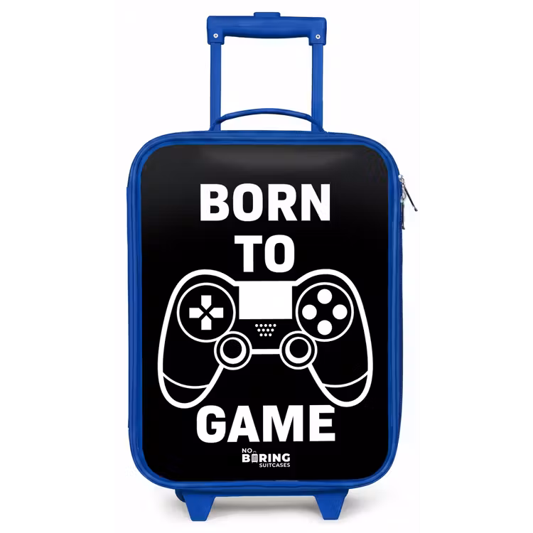 Qoute met controller in zwart wit Kinderkoffer - Blauw klein -zz3dotto
