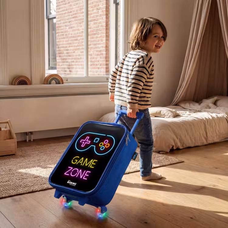 Qoute met neonkleuren Kinderkoffer - Blauw klein -sfeer1
