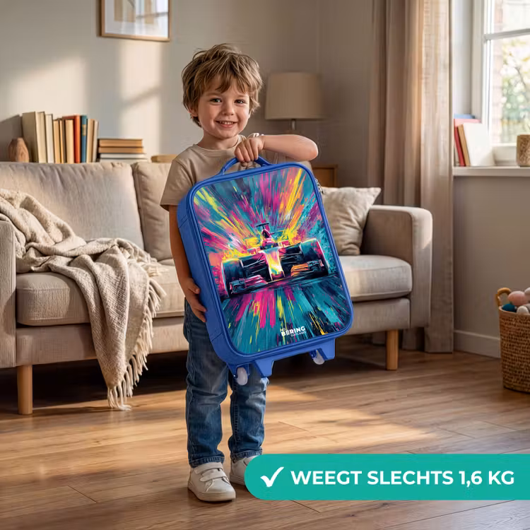 Raceauto - Explosie - Kleurrijk - Abstract Kinderkoffer - Blauw klein -sfeer2_NL