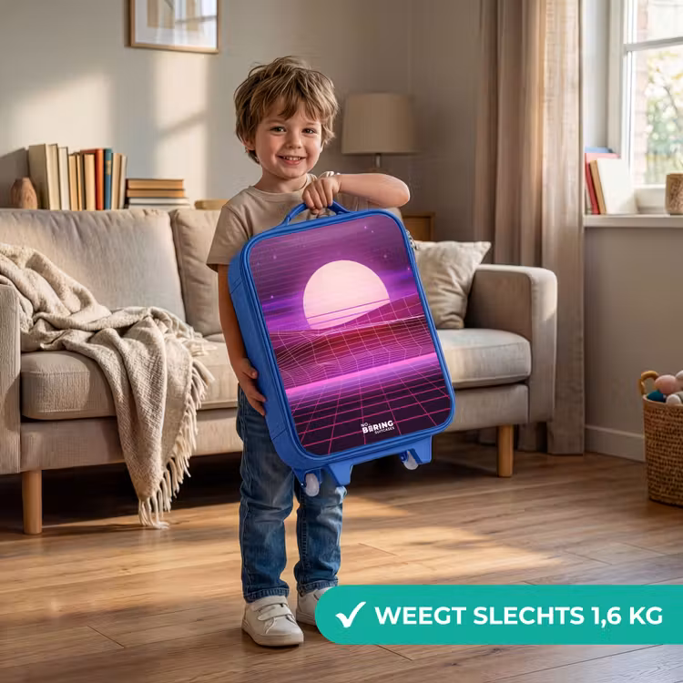 Rasterlandschap met zon Kinderkoffer - Blauw klein -sfeer2_NL