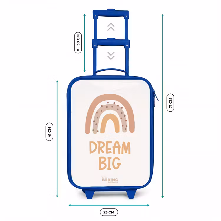 Regenboog met de quote 'Dream Big' Kinderkoffer - Blauw klein -productfoto_formaten
